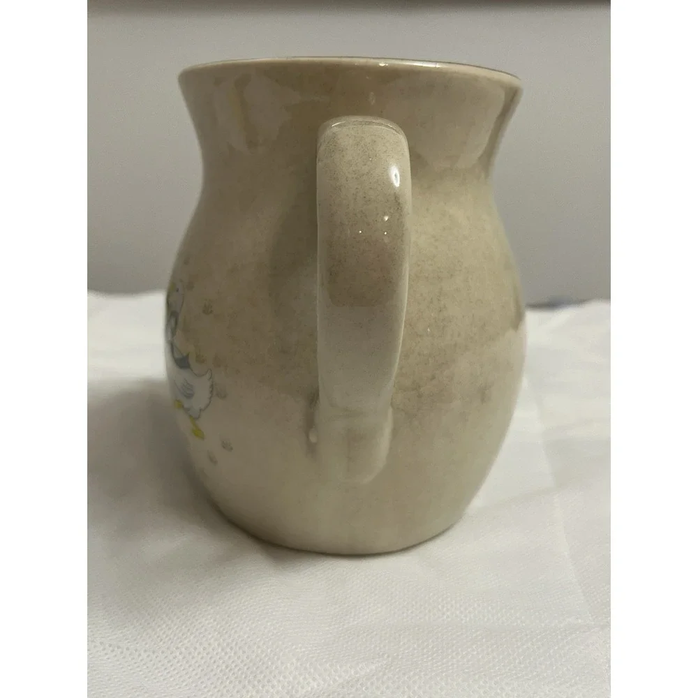 Vtg Goose Pitcher Cottagecore Geese Ducks Country Farmhouse WBI Stoneware